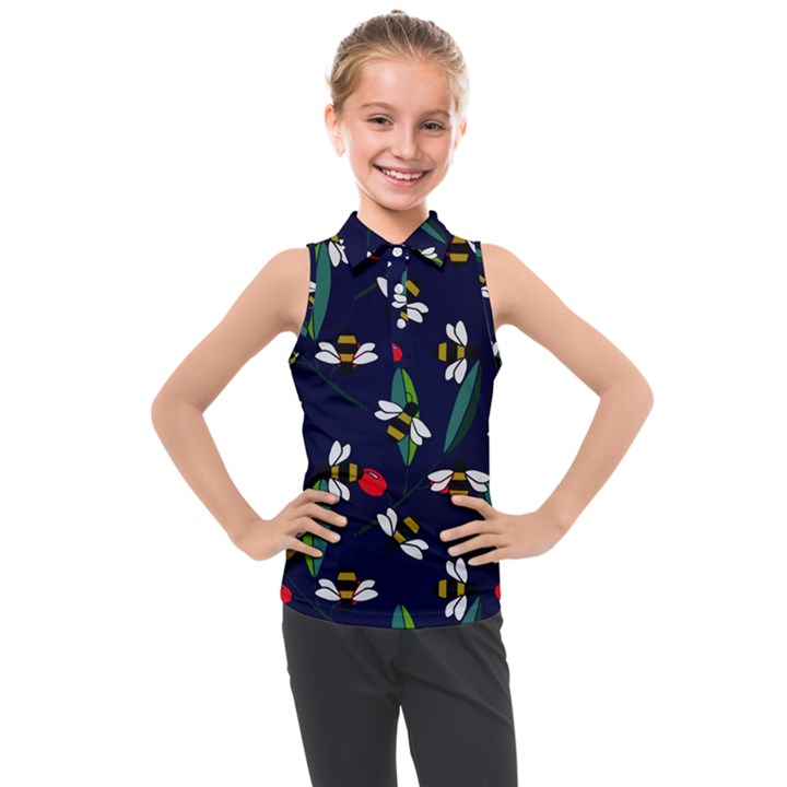 Art Floral Design Pattern Floral Pattern Kids  Sleeveless Polo Tee