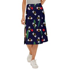 Art Floral Design Pattern Floral Pattern Midi Panel Skirt by pakminggu