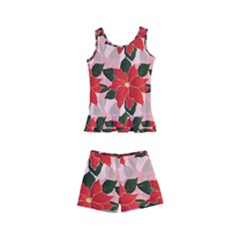 Poinsettia Pattern Seamless Pattern Christmas Xmas Kids  Boyleg Swimsuit by pakminggu