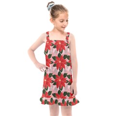 Poinsettia Pattern Seamless Pattern Christmas Xmas Kids  Overall Dress by pakminggu