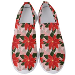 Poinsettia Pattern Seamless Pattern Christmas Xmas Men s Slip On Sneakers by pakminggu