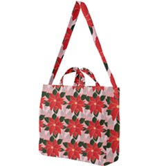 Poinsettia Pattern Seamless Pattern Christmas Xmas Square Shoulder Tote Bag by pakminggu