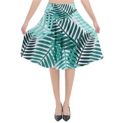 Background Pattern Texture Leaves Design Wallpaper Flared Midi Skirt by pakminggu