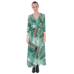 Background Pattern Texture Leaves Design Wallpaper Button Up Maxi Dress by pakminggu