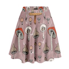 Mushrooms Autumn Fall Pattern Seamless Decorative High Waist Skirt by pakminggu