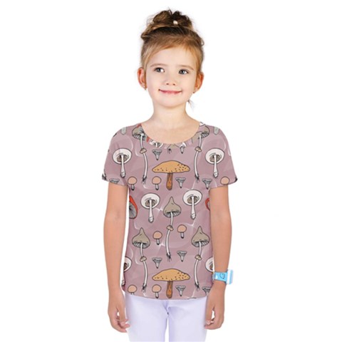 Mushrooms Autumn Fall Pattern Seamless Decorative Kids  One Piece Tee by pakminggu