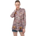 Mushrooms Autumn Fall Pattern Seamless Decorative Long Sleeve Satin Shirt View1