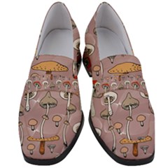 Mushrooms Autumn Fall Pattern Seamless Decorative Women s Chunky Heel Loafers by pakminggu