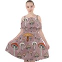 Mushrooms Autumn Fall Pattern Seamless Decorative Cut Out Shoulders Chiffon Dress View1