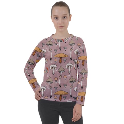 Mushrooms Autumn Fall Pattern Seamless Decorative Women s Long Sleeve Raglan Tee by pakminggu