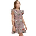 Mushrooms Autumn Fall Pattern Seamless Decorative Kids  Winged Sleeve Dress View3