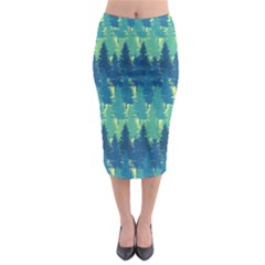 Christmas Trees Pattern Digital Paper Seamless Midi Pencil Skirt by pakminggu