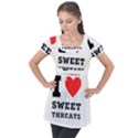 I love sweet threats  Puff Sleeve Tunic Top View1