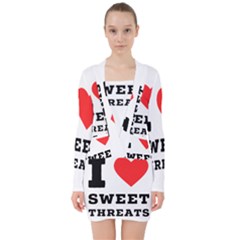 I Love Sweet Threats  V-neck Bodycon Long Sleeve Dress by ilovewhateva