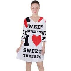 I Love Sweet Threats  Quarter Sleeve Ruffle Waist Dress by ilovewhateva