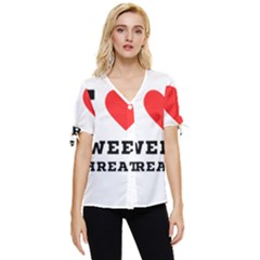 I Love Sweet Threats  Bow Sleeve Button Up Top by ilovewhateva