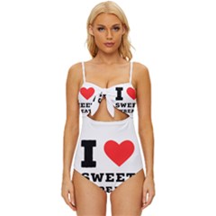 I Love Sweet Threats  Knot Front One-piece Swimsuit by ilovewhateva