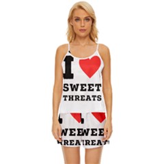 I Love Sweet Threats  Satin Pajama Short Set