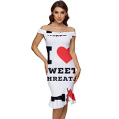 I Love Sweet Threats  Off Shoulder Ruffle Split Hem Bodycon Dress by ilovewhateva