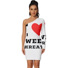 I Love Sweet Threats  Long Sleeve One Shoulder Mini Dress by ilovewhateva