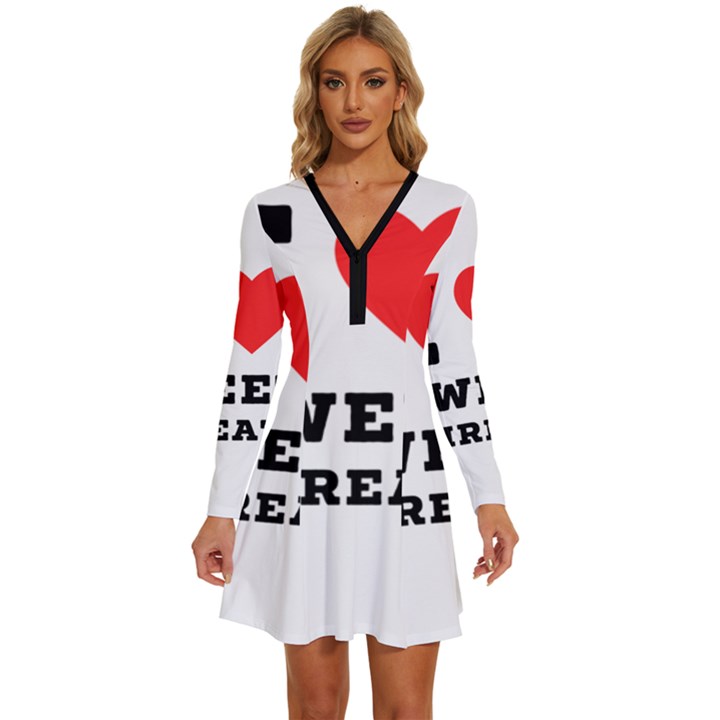 I love sweet threats  Long Sleeve Deep V Mini Dress 