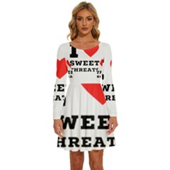 I Love Sweet Threats  Long Sleeve Wide Neck Velvet Dress by ilovewhateva