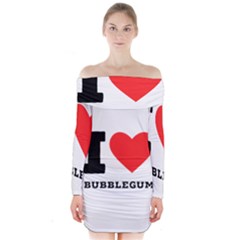 I Love Bubblegum Long Sleeve Off Shoulder Dress by ilovewhateva