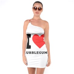 I Love Bubblegum One Shoulder Ring Trim Bodycon Dress by ilovewhateva