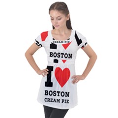 I Love Boston Cream Pie Puff Sleeve Tunic Top by ilovewhateva