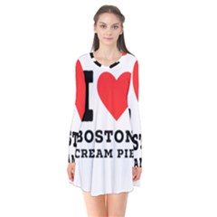 I Love Boston Cream Pie Long Sleeve V-neck Flare Dress by ilovewhateva