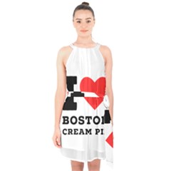 I Love Boston Cream Pie Halter Collar Waist Tie Chiffon Dress by ilovewhateva