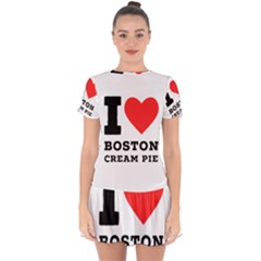 I Love Boston Cream Pie Drop Hem Mini Chiffon Dress by ilovewhateva