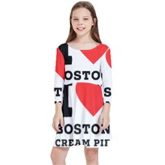 I Love Boston Cream Pie Kids  Quarter Sleeve Skater Dress by ilovewhateva