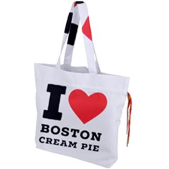 I Love Boston Cream Pie Drawstring Tote Bag by ilovewhateva