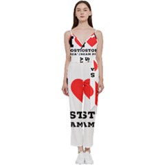 I Love Boston Cream Pie V-neck Spaghetti Strap Tie Front Jumpsuit by ilovewhateva