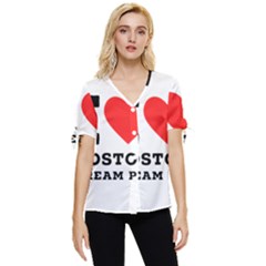 I Love Boston Cream Pie Bow Sleeve Button Up Top by ilovewhateva