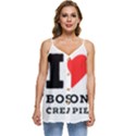 I love Boston cream pie Casual Spaghetti Strap Chiffon Top View1