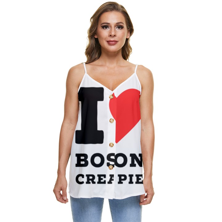 I love Boston cream pie Casual Spaghetti Strap Chiffon Top