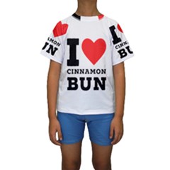 I Love Cinnamon Bun Kids  Short Sleeve Swimwear by ilovewhateva