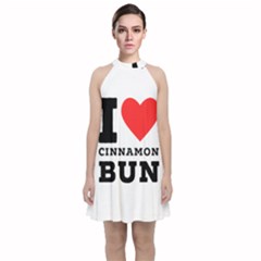 I Love Cinnamon Bun Velvet Halter Neckline Dress  by ilovewhateva