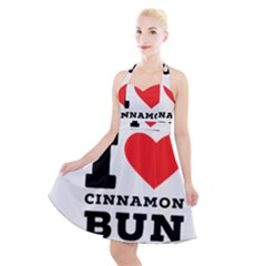 I Love Cinnamon Bun Halter Party Swing Dress  by ilovewhateva