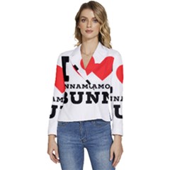 I Love Cinnamon Bun Women s Long Sleeve Revers Collar Cropped Jacket by ilovewhateva