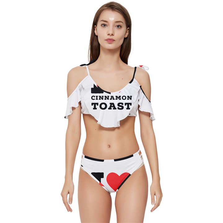 I love cinnamon toast Ruffle Edge Tie Up Bikini Set	