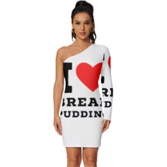 I Love Bread Pudding  Long Sleeve One Shoulder Mini Dress by ilovewhateva