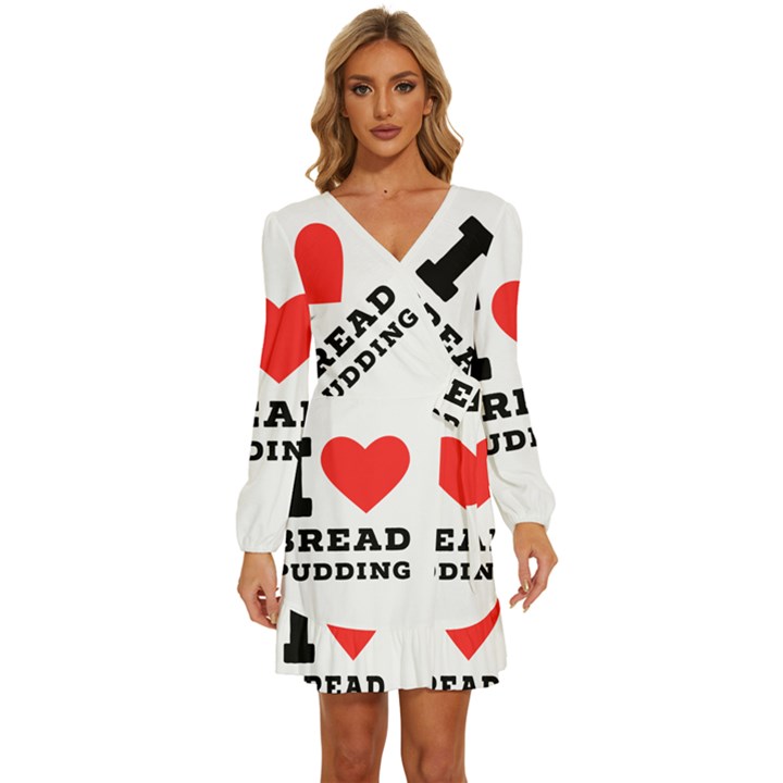 I love bread pudding  Long Sleeve Waist Tie Ruffle Velvet Dress