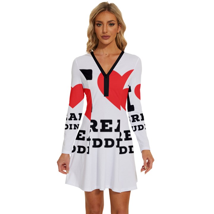 I love bread pudding  Long Sleeve Deep V Mini Dress 