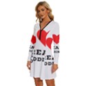 I love bread pudding  Long Sleeve Deep V Mini Dress  View2