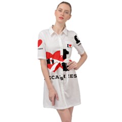 I Love Cheesecake Belted Shirt Dress by ilovewhateva