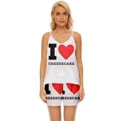 I Love Cheesecake V-neck Satin Pajamas Set