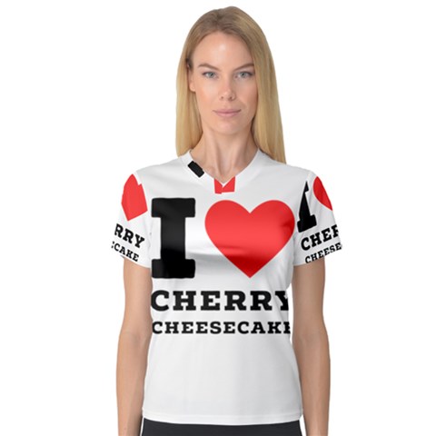 I Love Cherry Cheesecake V-neck Sport Mesh Tee by ilovewhateva